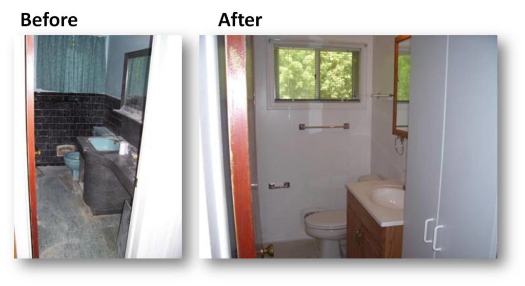 Before and after bathroom remodel
